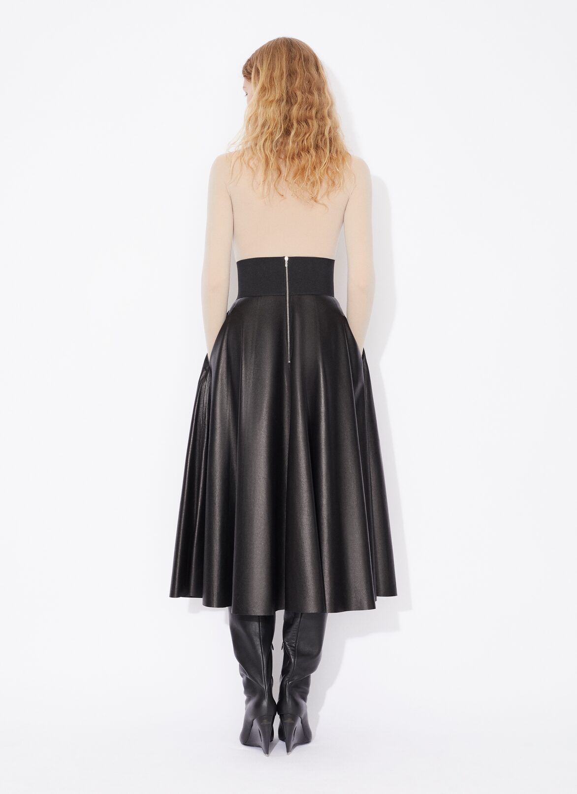 BELTED LAMBSKIN SKIRT ALAÏA BLACK BELTED LAMBSKIN SKIRT
